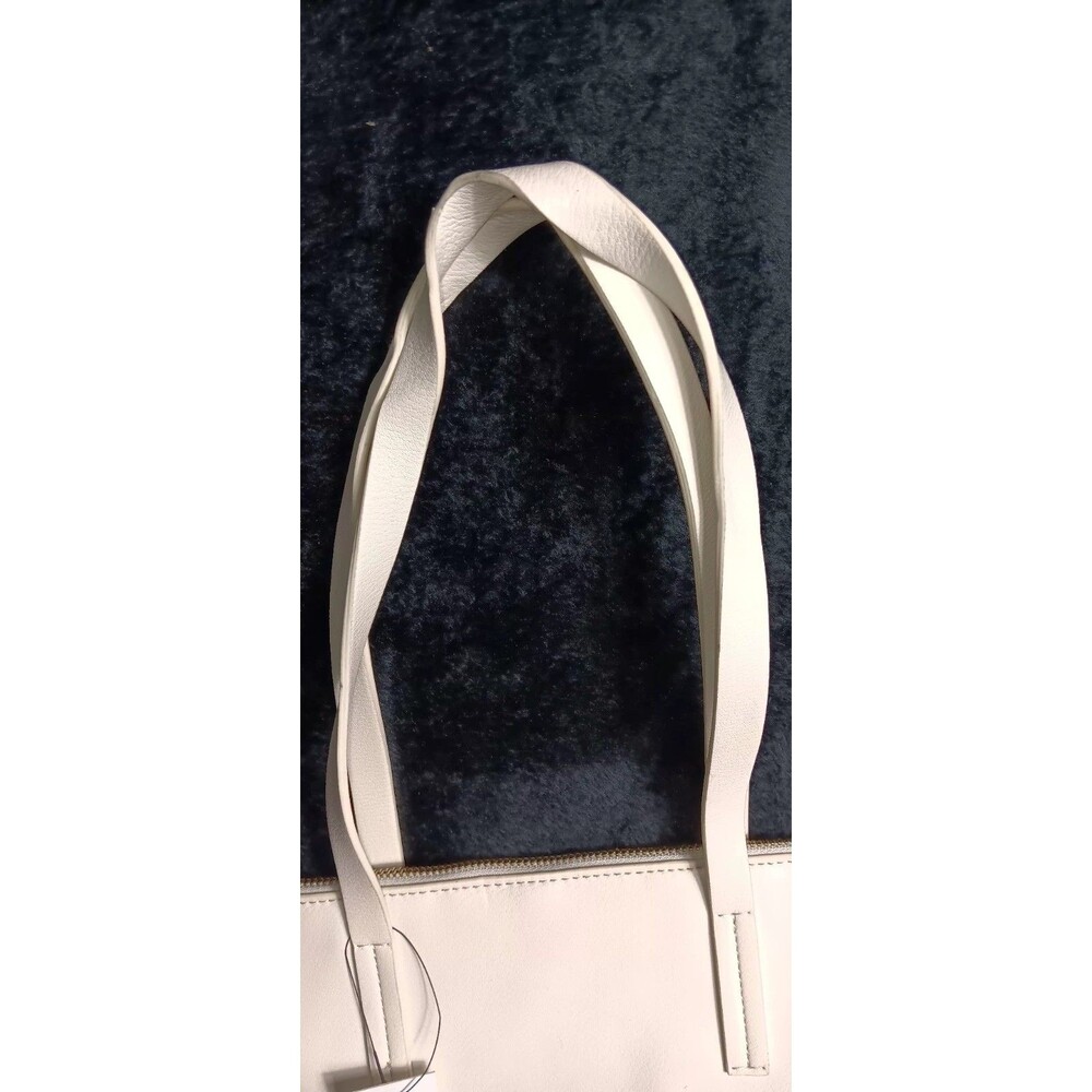 NWT! Elizabeth and James Large Vegan Leather Tote Bag Cream Ivory Zip Top... - Picture 4 of 16